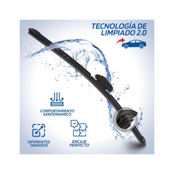 Escobilla Limpiaparabrisas Modelo Aquan53 Ultra Flex Series 21" 53 cm 1 Unidad con 8 Adaptadores